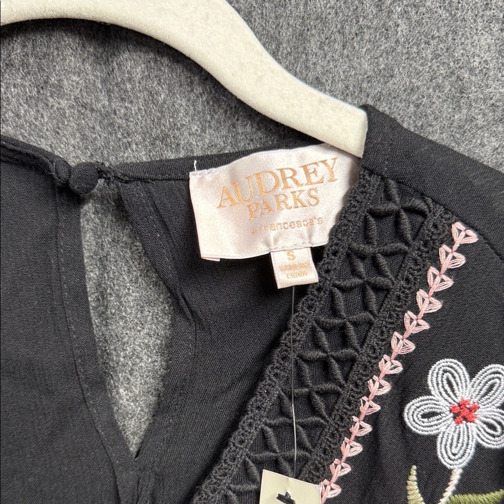 Audrey Parks by Francesca’s Chic Black Floral Embroidered Dress - Picture 2 of 6
